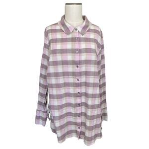 Soft Surroundings Shirt Women's 3X Purple Tax Button Front Tunic Top Casual Soft